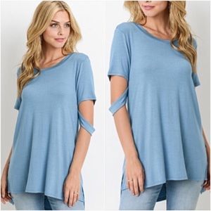 📍SALE Indigo Strappy Skeeve Hi Low Tee Top SML